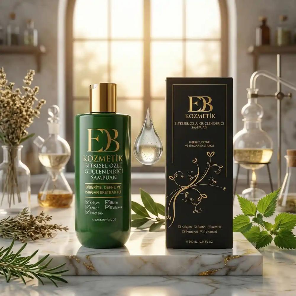 Bitkisel Özlü Güçlendirici Şampuan - Biberiye, Defne, Isırgan Ekstratlı (300 ml)